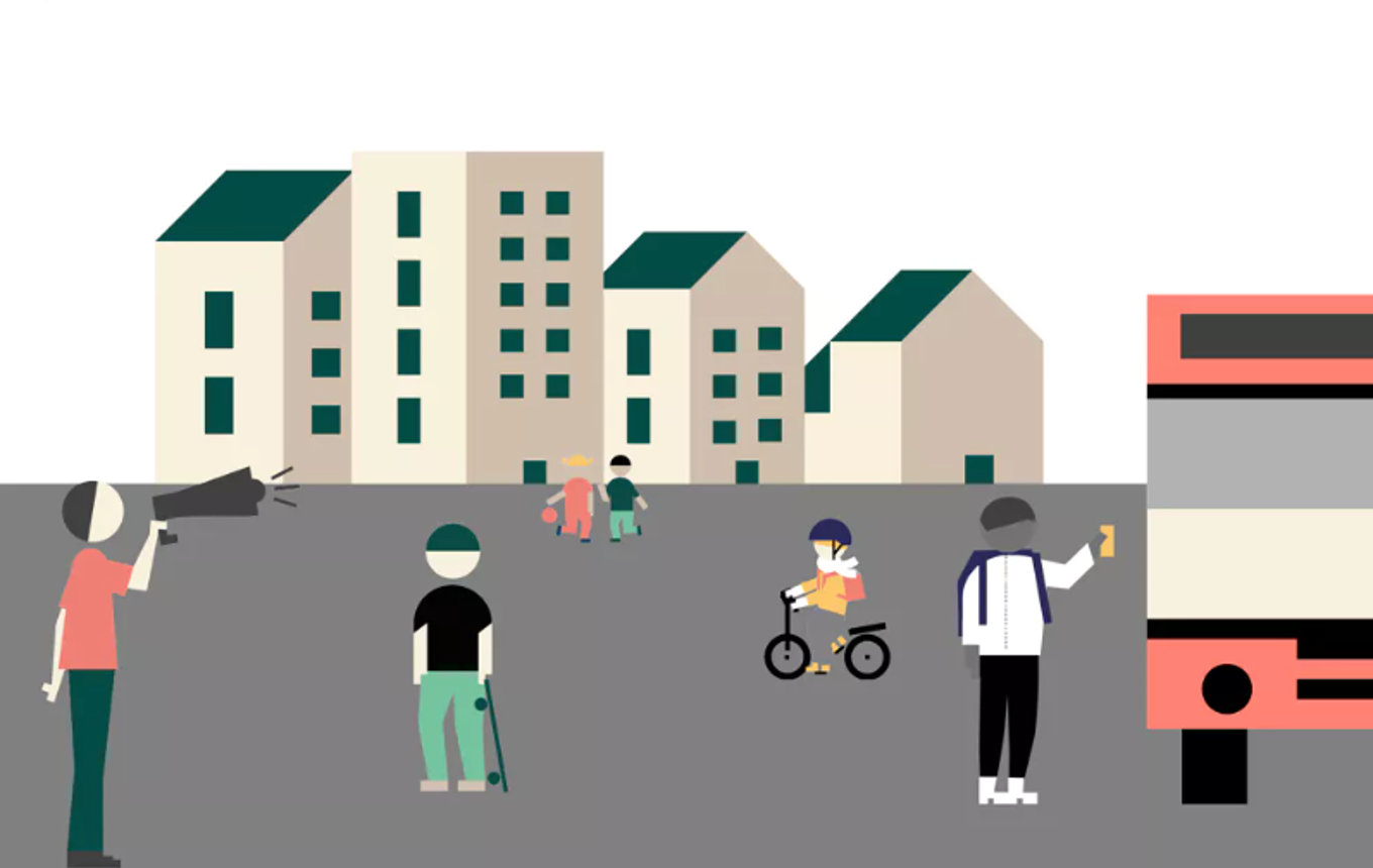 En gruppe mennesker som sykler