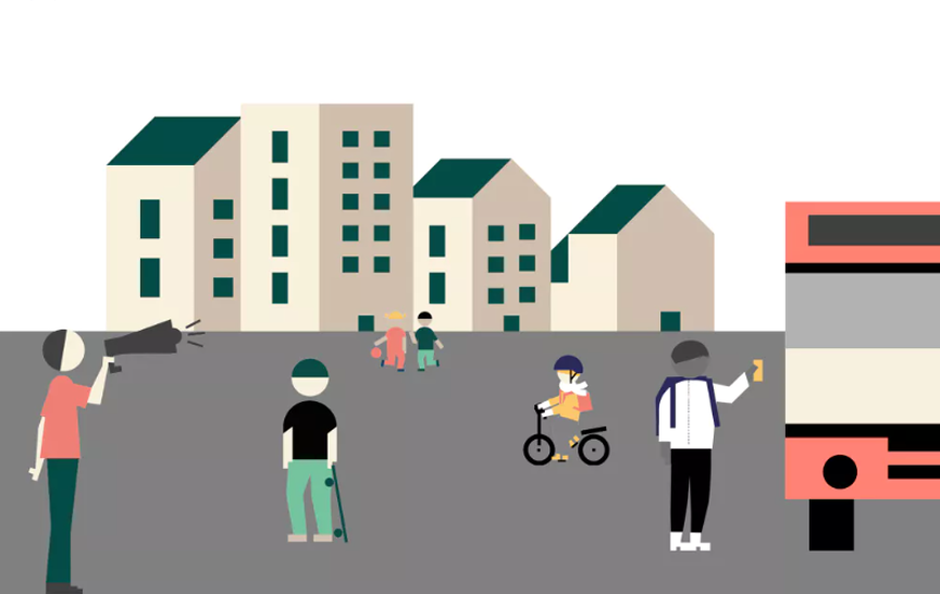 En gruppe mennesker som sykler